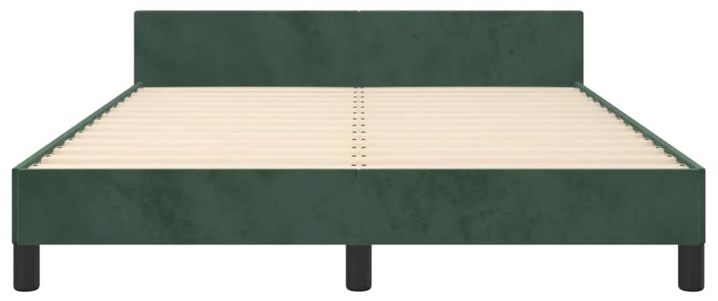vidaXL Πλαίσιο Κρεβατιού με Κεφαλάρι Σκ. Πράσινο 140x190 εκ. Βελούδινο