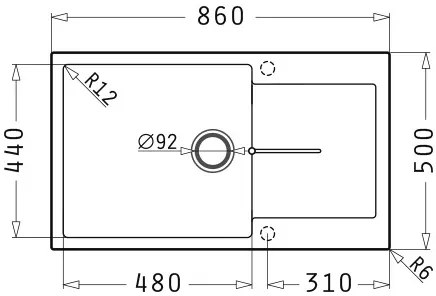 Νεροχύτης Pyramis Ithaka 1B 1D Plus-Gkri-100 x 50 εκ.