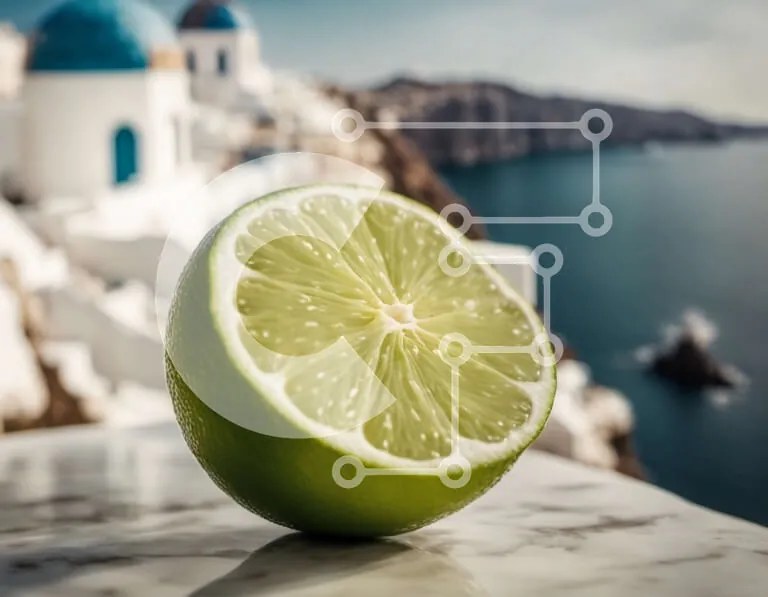 Intra Συλλεκτικό Ξύλινο Παζλ Plywood 4mm - Lime Slice σε μαρμάρινο πάγκο με θέα στον ωκεανό Σε Ξύλινο Κουτί - Διαστάσεις Puzzle: 10x10 cm – 25 κομμάτια