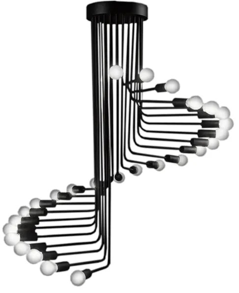 01024 GloboStar®  STAIRS 01024 Μοντέρνο Φωτιστικό Οροφής Πλέγμα Πολύφωτο 26 x E27 IP20 Μαύρο Μέταλλο - Μ80 x Π80 x Υ95cm