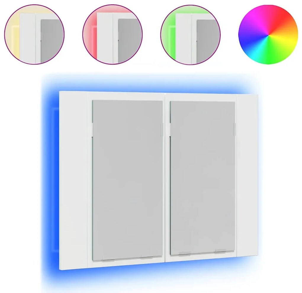 vidaXL Καθρέφτης Μπάνιου με LED Γυαλιστερό Λευκό 60x12x45 εκ.Ακρυλικός