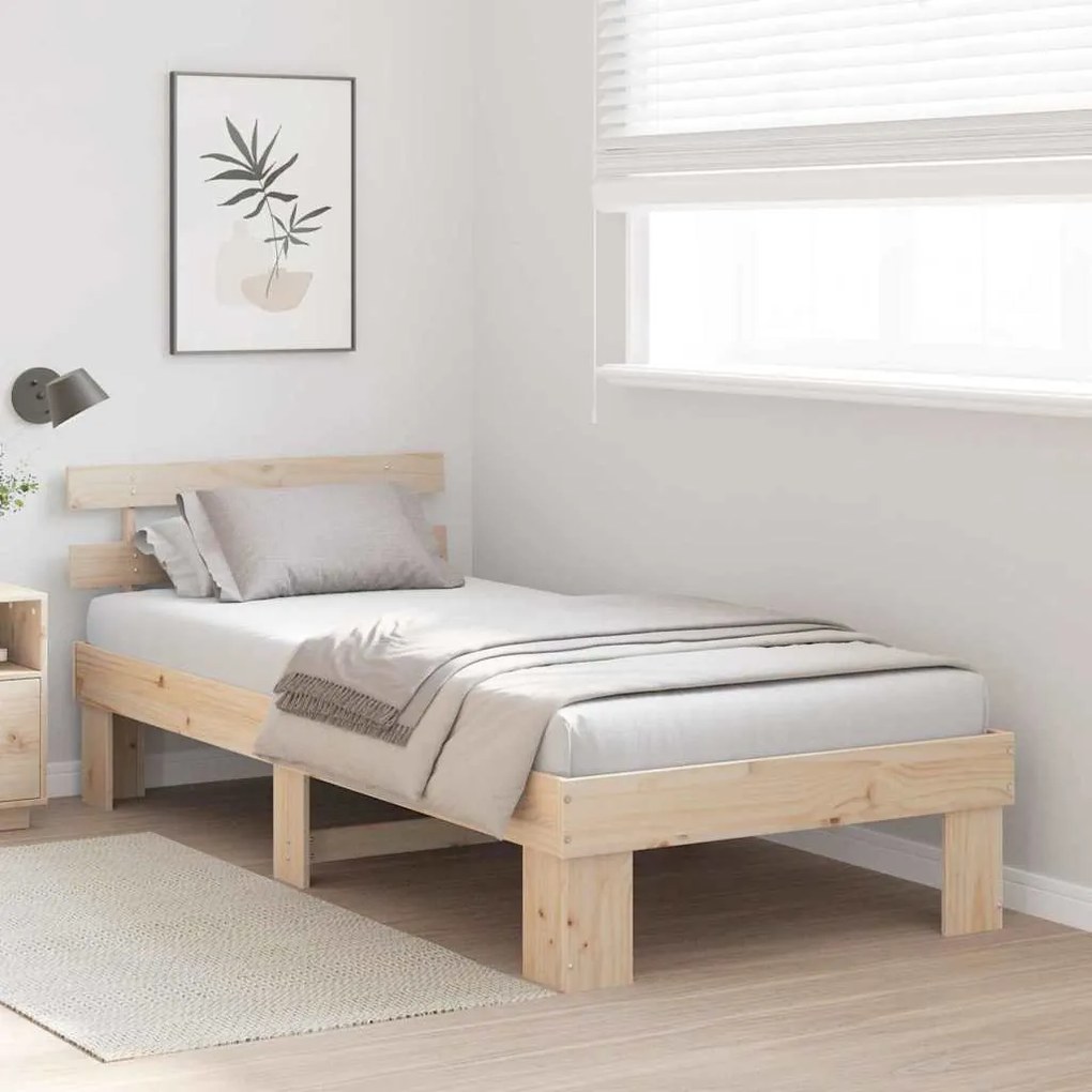 vidaXL Σκελετός Κρεβατιού Καφέ 100 x 200 cm Μασίφ ξύλο πεύκου