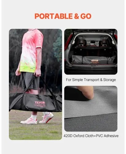 VEVOR 12x6 ft Portable Soccer Goal Kids Soccer Net Carry Bag Backyard Training