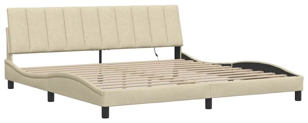 vidaXL Σκελετός Κρεβατιού Χωρίς Στρώμα Hanko Κρεμ 200x200 εκ. Υφασμάτινο