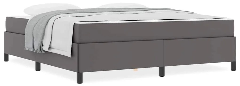 vidaXL Σκελετός κρεβατιού με στρώμα Γκρι 180 x 200 cm Τεχνητό δέρμα