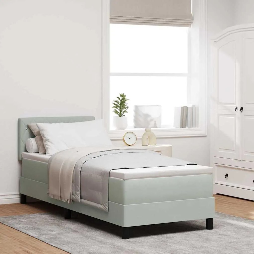 vidaXL Κρεβάτι με Ελατήρια και Στρώμα Ανοιχτό γκρι 80 x 200 cm ύφασμα