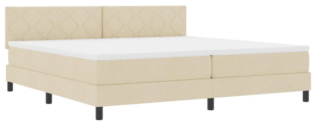 vidaXL Κρεβάτι με ελατήρια με στρώμα Κρεμ 200 x 200 cm ύφασμα