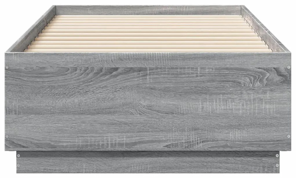 vidaXL Πλαίσιο Κρεβατιού με LED Γκρι Sonoma 75x190 εκ. Επεξεργ. Ξύλο