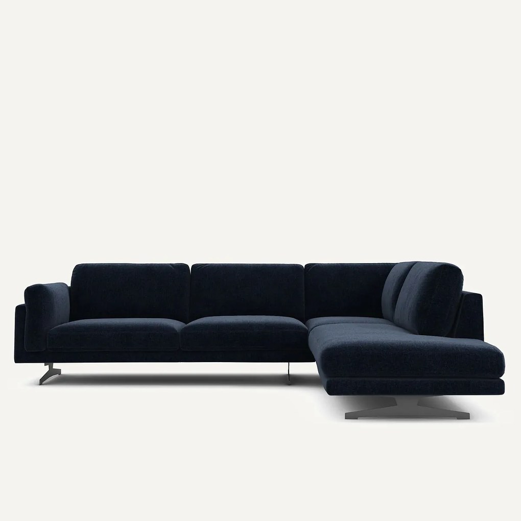 Γωνιακός καναπές με σεζλόνγκ από βελούδο chenille, César