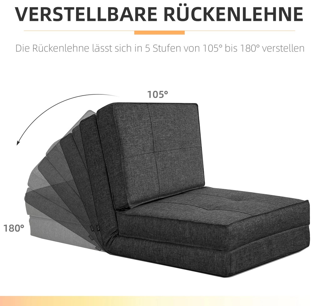 HOMCOM Πολυθρόνα δαπέδου, ρυθμιζόμενη αναδιπλούμενη πολυθρόνα, 61 x 73 x 58 cm, Σκούρο γκρι