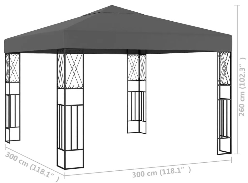 vidaXL Κιόσκι Ανθρακί 3 x 3 μ. Υφασμάτινο