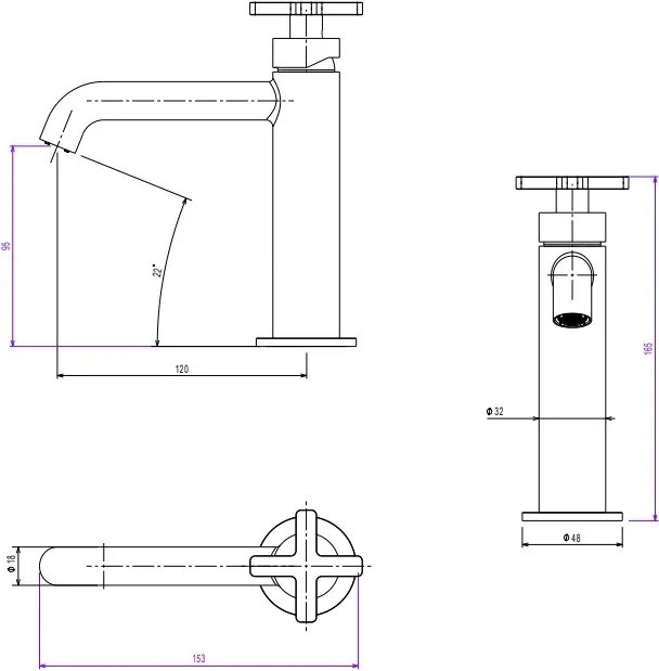 Μπαταρία νιπτήρα με βαλβίδα Εlle Cross La Torre-brushed-chrome