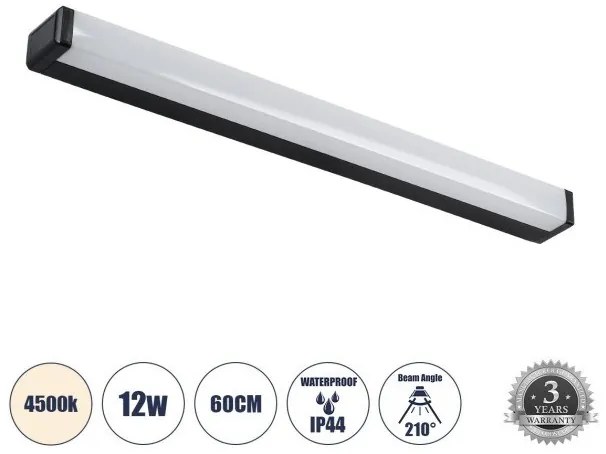 Απλίκα Καθρέπτη Μπάνιου LED 12W 1400 lm RENATA Globostar-60440-Μαύρο 60440