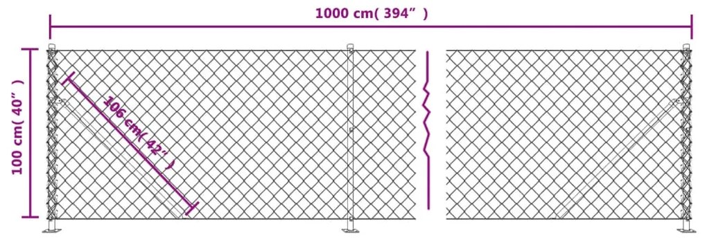 vidaXL Συρματόπλεγμα Περίφραξης Πράσινο 1x10 μ. με Βάσεις Φλάντζα