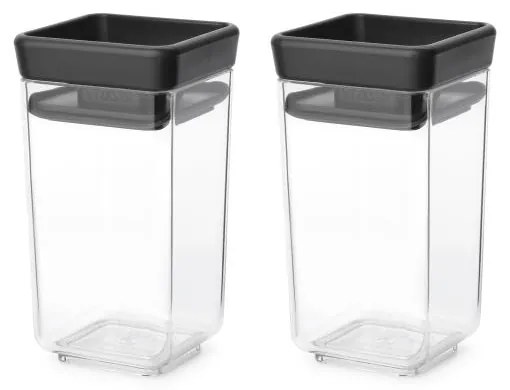 Brabantia 1008883 Σετ βαζάκια αποθήκευσης μπαχαρικών Tasty+ Stackable 2x0.15L Dark Grey