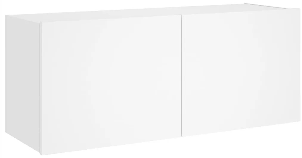 vidaXL Έπιπλο Τοίχου Τηλεόρασης με LED Λευκό 100x35x41 εκ.
