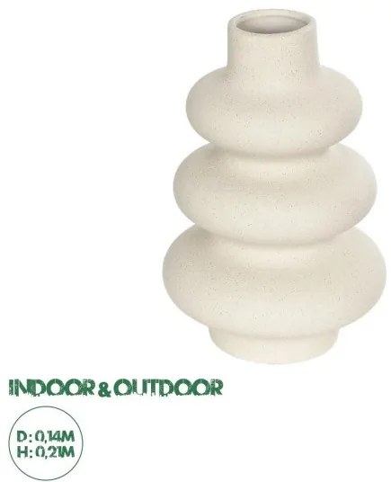 Artificial Garden THAILAND 21278 Διακοσμητικό Κεραμικό Βάζo Μπεζ Π14 x Μ14 x Υ21cm Globostar-21278-Μπεζ 21278