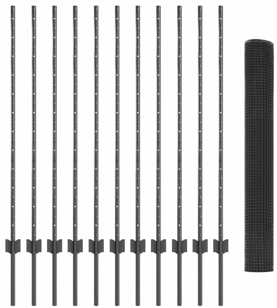 vidaXL Τεντώτο με στήριγμα Γκρι 1,2 x 25 m Χάλυβας και PVC