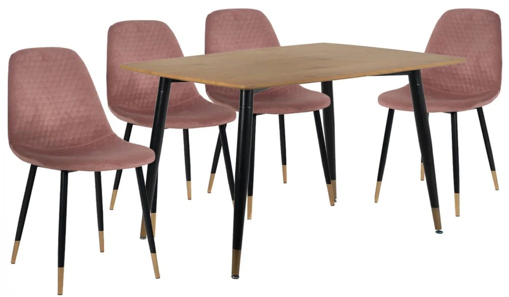 Σετ τραπεζαρίας C11179 5τμχ με Τραπέζι 120x80x75εκ. &amp; Καρέκλες Σάπιο μήλο