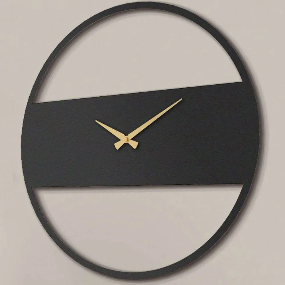 Ρολόι Τοίχου Stripe 507ATP1530 Φ49cm Black-Gold Wallity Steel