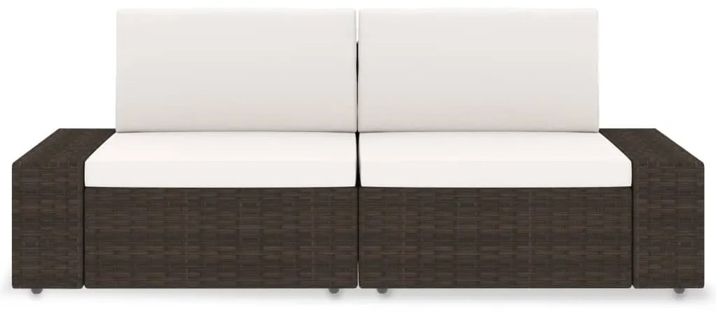 vidaXL Καναπές Αρθρωτός Διθέσιος Καφέ από Συνθετικό Ρατάν