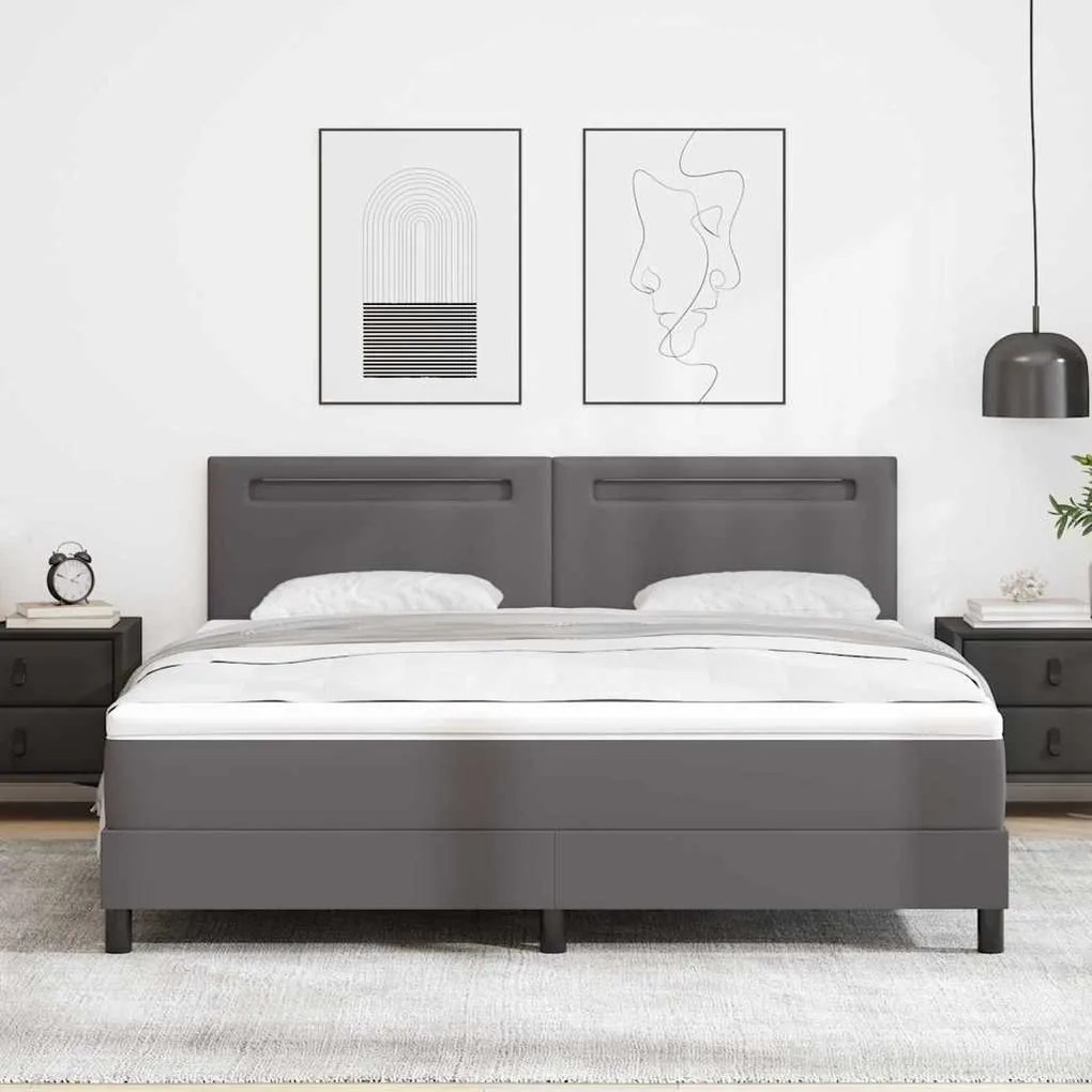 vidaXL Κρεβάτι με Στρώμα με στρώμα Γκρι 180 x 200 cm Τεχνητό δέρμα