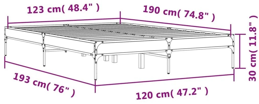 Πλαίσιο Κρεβατιού Μαύρο 120x190 εκ. Επεξ. Ξύλο &amp; Μέταλλο - Μαύρο