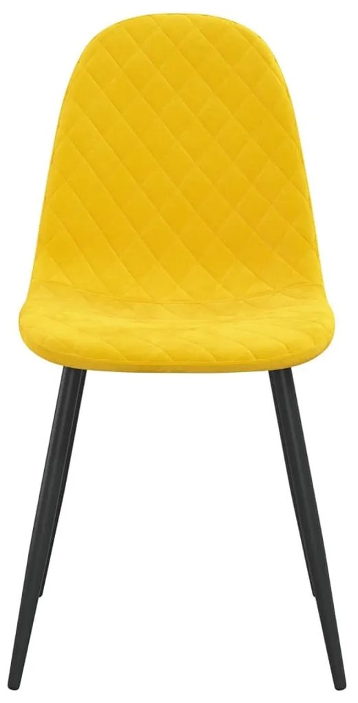 Καρέκλες Τραπεζαρίας 2 τεμ. Κίτρινο Μουσταρδί Βελούδινες - Κίτρινο