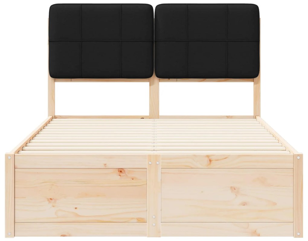 vidaXL Σκελετός Κρεβατιού με Επενδεδυμένο Κεφαλάρι Μαύρο 120 x 200 cm