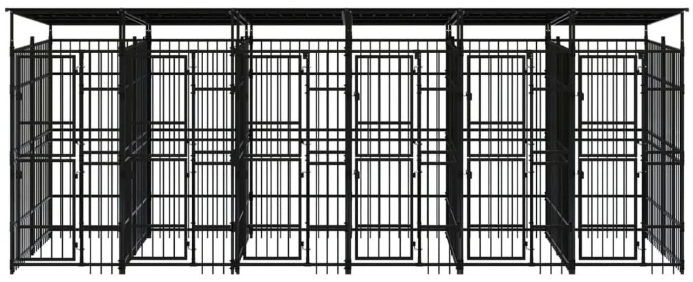 vidaXL Κλουβί Σκύλου Εξωτερικού Χώρου με Οροφή 11,06 μ² από Ατσάλι