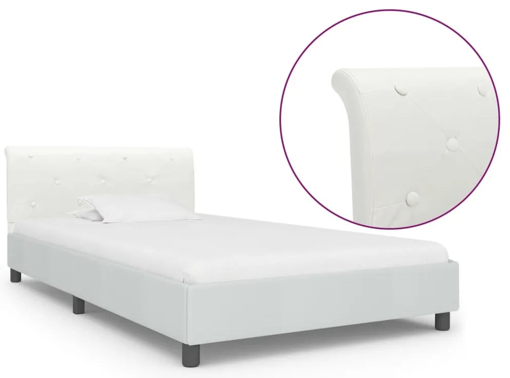 vidaXL Πλαίσιο Κρεβατιού Λευκό 90 x 200 εκ. από Συνθετικό Δέρμα