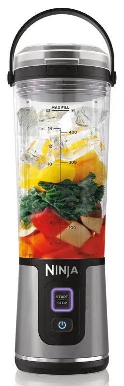 Φορητό μπλέντερ Ninja BC151EUBK, 7.4W, 530 ml, ατσάλινη λεπίδα με 6 λεπίδες, θρυμματισμός πάγου, έως 10 κύκλοι, χωρίς BPA, USB-C, Μαύρο