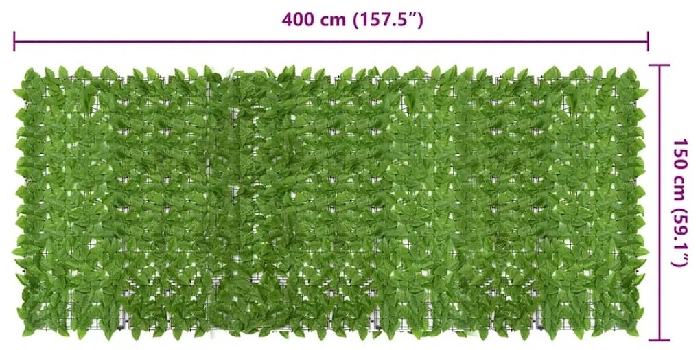 vidaXL Διαχωριστικό Βεράντας με Πράσινα Φύλλα 400 x 150 εκ.