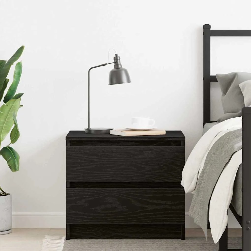 vidaXL Κομοδίνο Μαύρη δρυς 50 x 40 x 43.5 εκ. Επεξεργασμένο ξύλο