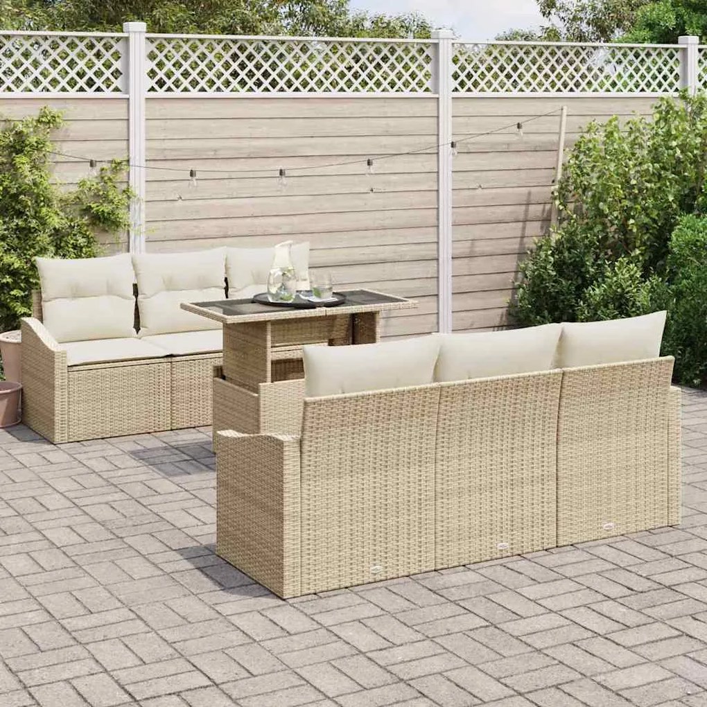 vidaXL Σετ Καναπέ Κήπου 7 pcs μπεζ και κρεμ 100 x 55 x 73 εκ