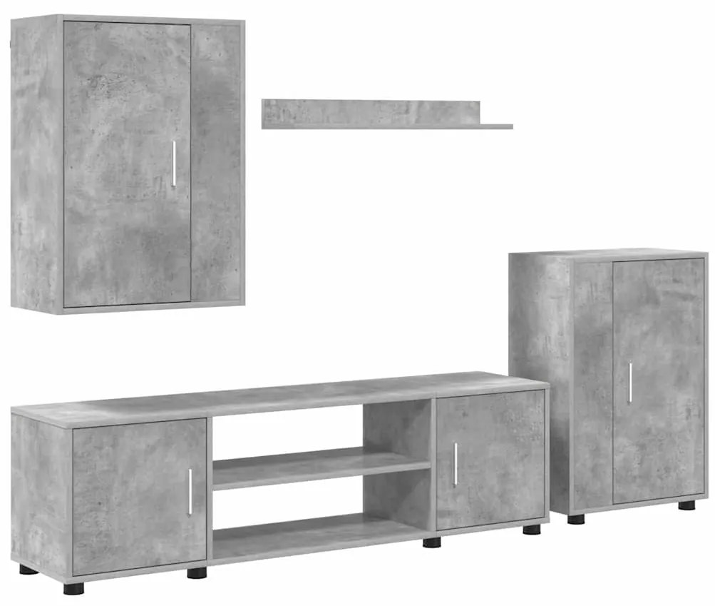 vidaXL Σετ 4 τεμαχίων για ντουλάπα τηλεόρασης 4 pcs Γκρι σκυροδέματος