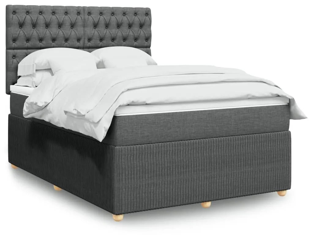 ΚΡΕΒΑΤΙ BOXSPRING ΜΕ ΣΤΡΩΜΑ ΣΚΟΥΡΟ ΓΚΡΙ 160X200 ΕΚ ΥΦΑΣΜΑΤΙΝΟ 3292115