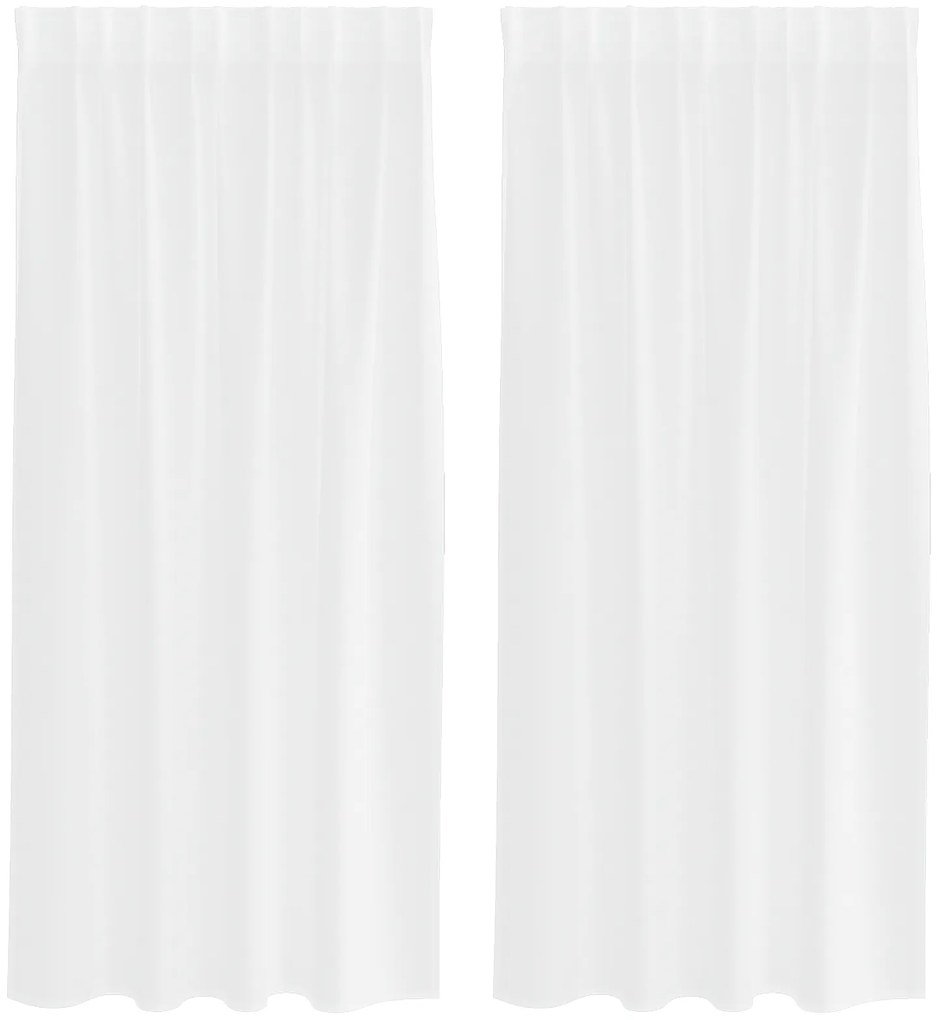 vidaXL Κουρτίνες με κουρτίνες 2 pcs Λευκό 140 x 175 εκ. Πολυεστέρας