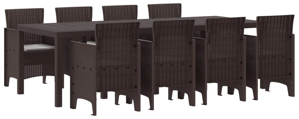 Σέτ φαγητού για κήπο 9 pcs Καφέ Rattan Polt