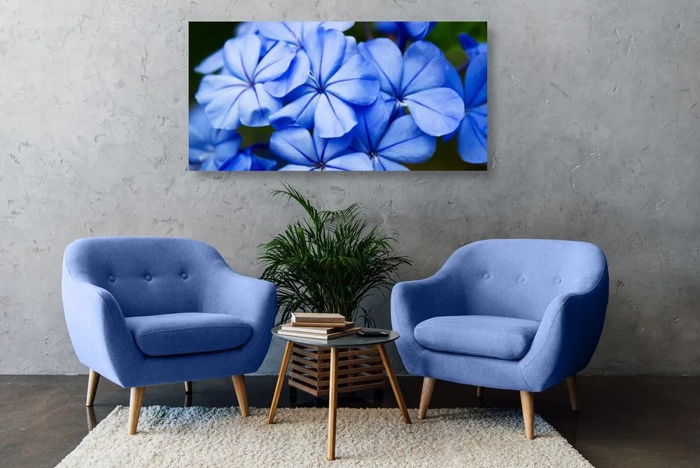Εικόνα με γραφικά μπλε λουλούδια - 100x50
