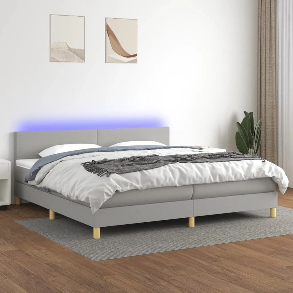 ΚΡΕΒΑΤΙ BOXSPRING ΜΕ ΣΤΡΩΜΑ &amp; LED ΑΝ.ΓΚΡΙ 200X200ΕΚ. ΥΦΑΣΜΑΤΙΝΟ 3133581