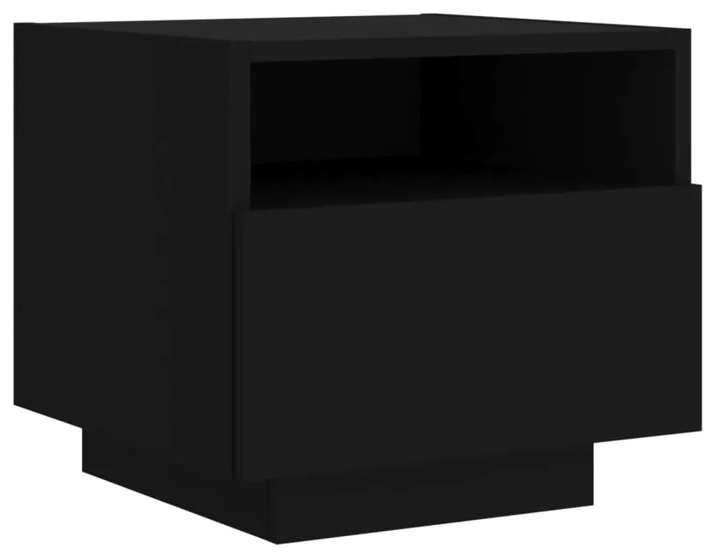 vidaXL Κομοδίνο με Φώτα LED Μαύρο 40 x 39 x 37 εκ.