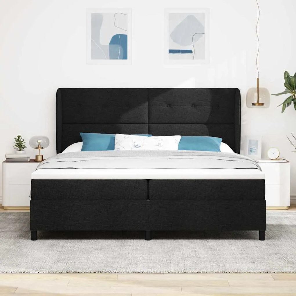 vidaXL Κρεβάτι με ελατήρια με στρώμα Μαύρο 200 x 200 cm ύφασμα