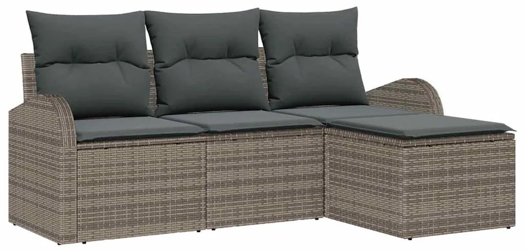 vidaXL Σετ Καναπέ Κήπου με μαξιλάρι 4 pcs Γκρι Πολυ ράταν