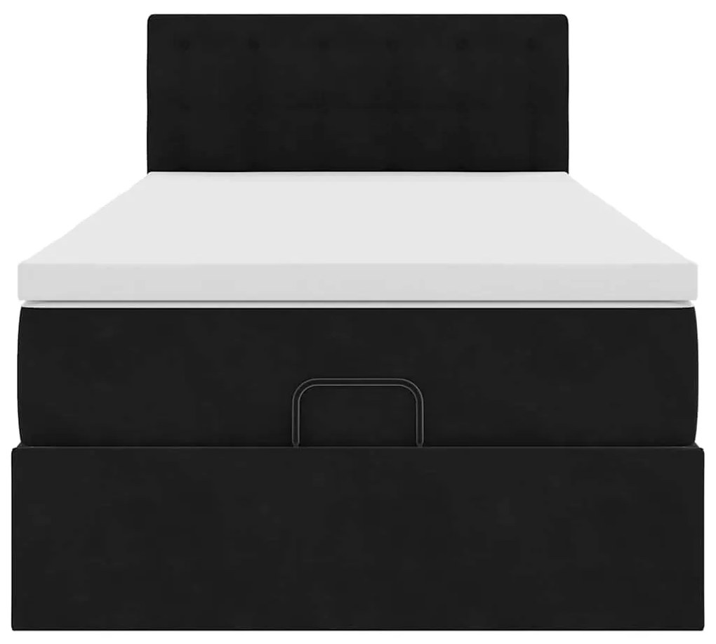 vidaXL Οθωμανικό κρεβάτι με στρώμα Μαύρο 90x200cm Velvet