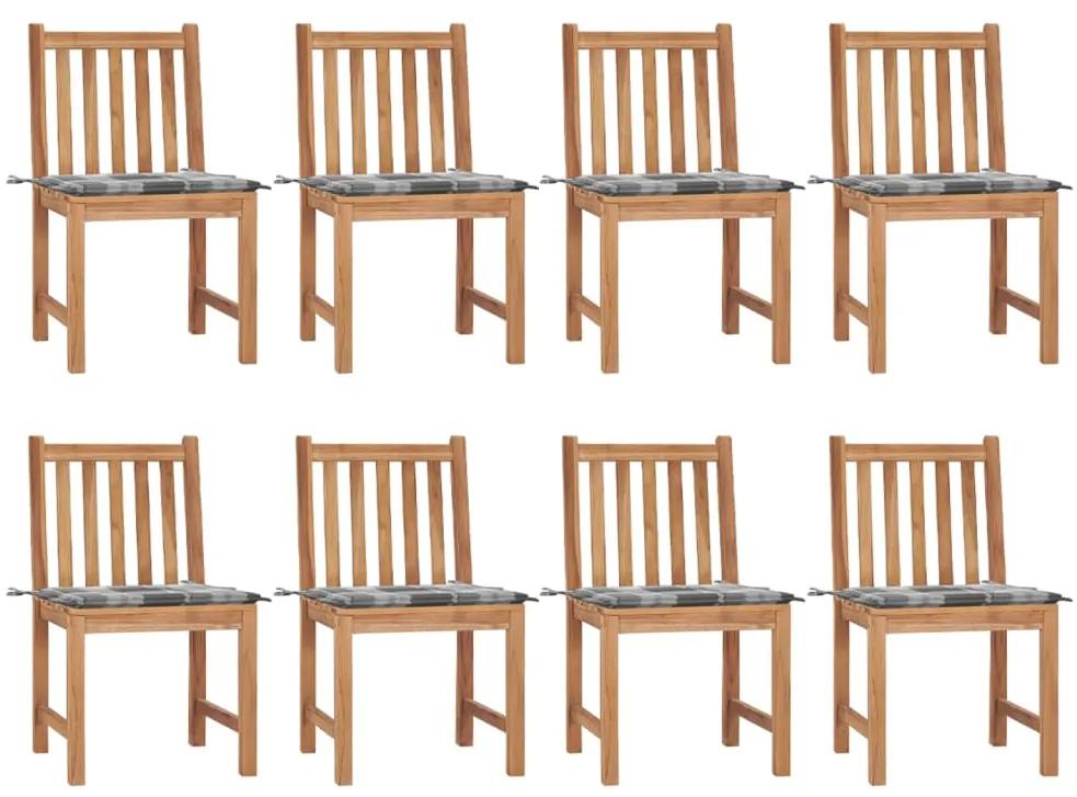 Καρέκλες Κήπου 8 τεμάχια από Μασίφ Ξύλο Teak με Μαξιλάρια