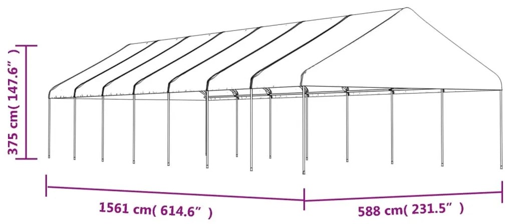 vidaXL Κιόσκι με Τέντα Λευκό 15,61 x 5,88 x 3,75 μ. από Πολυαιθυλένιο