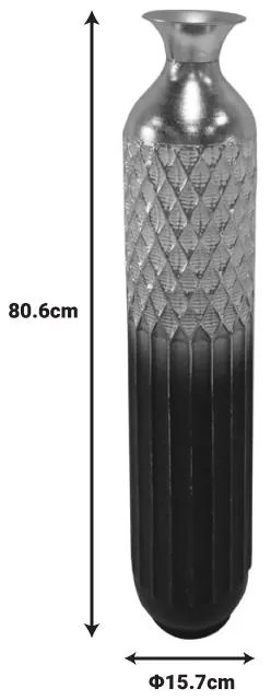Διακοσμητικό βάζο Onna Inart μέταλλο σε χρυσή και μαύρη απόχρωση Φ15.7x80.6εκ 15.7x15.7x80.6 εκ.