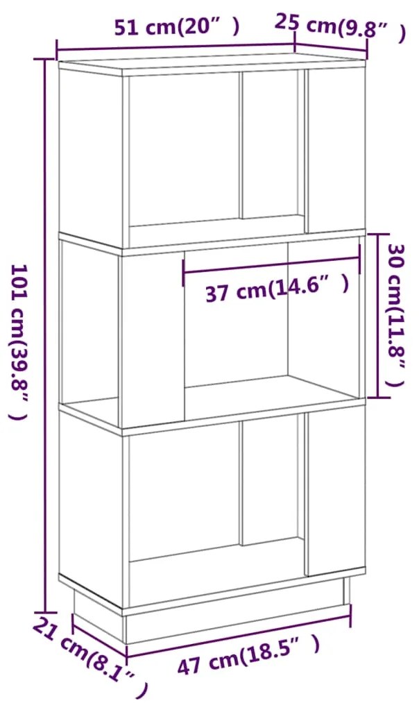 ΒΙΒΛΙΟΘΗΚΗ/ΔΙΑΧΩΡΙΣΤΙΚΟ ΧΩΡΟΥ ΜΕΛΙ 51X25X101 ΕΚ. ΜΑΣΙΦ ΠΕΥΚΟ 814037