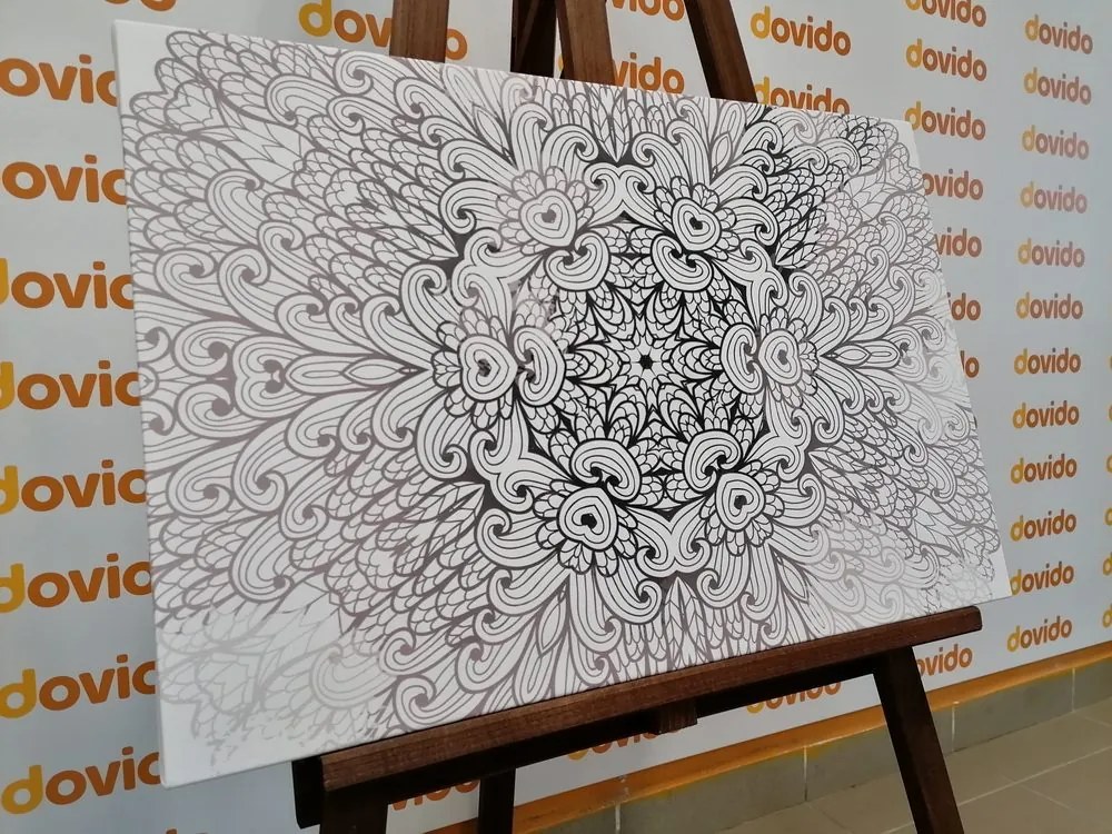 Εικόνα έθνικ Mandala σε μαύρο και άσπρο - 120x80